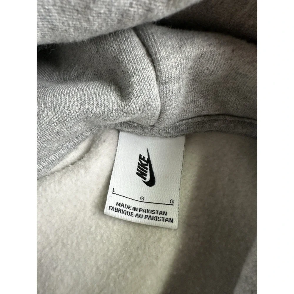 Mens Nike Mini Swoosh Pullover Fleece Hoodie Gray Made in Pakistan, Size L